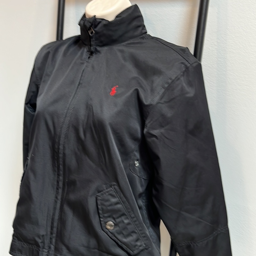 Polo jacket for boys full zipper embroidered logo black boy size S (8/10) - Picture 3 of 7